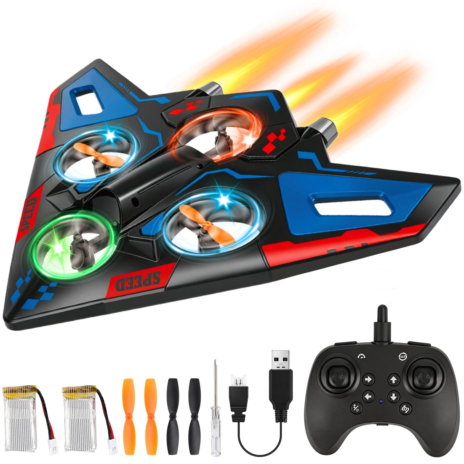 deAO Kids RC Plane, Remote Control Airplane Drone with Auto Hover 360° Flip