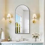 COFENY Arched Mirror, 20"x30" Black Bathroom Mirror with Metal Frame, Wall Mounted Mirrors Decor Modern Dresser Mirror for Bedroom Living Room Entryway