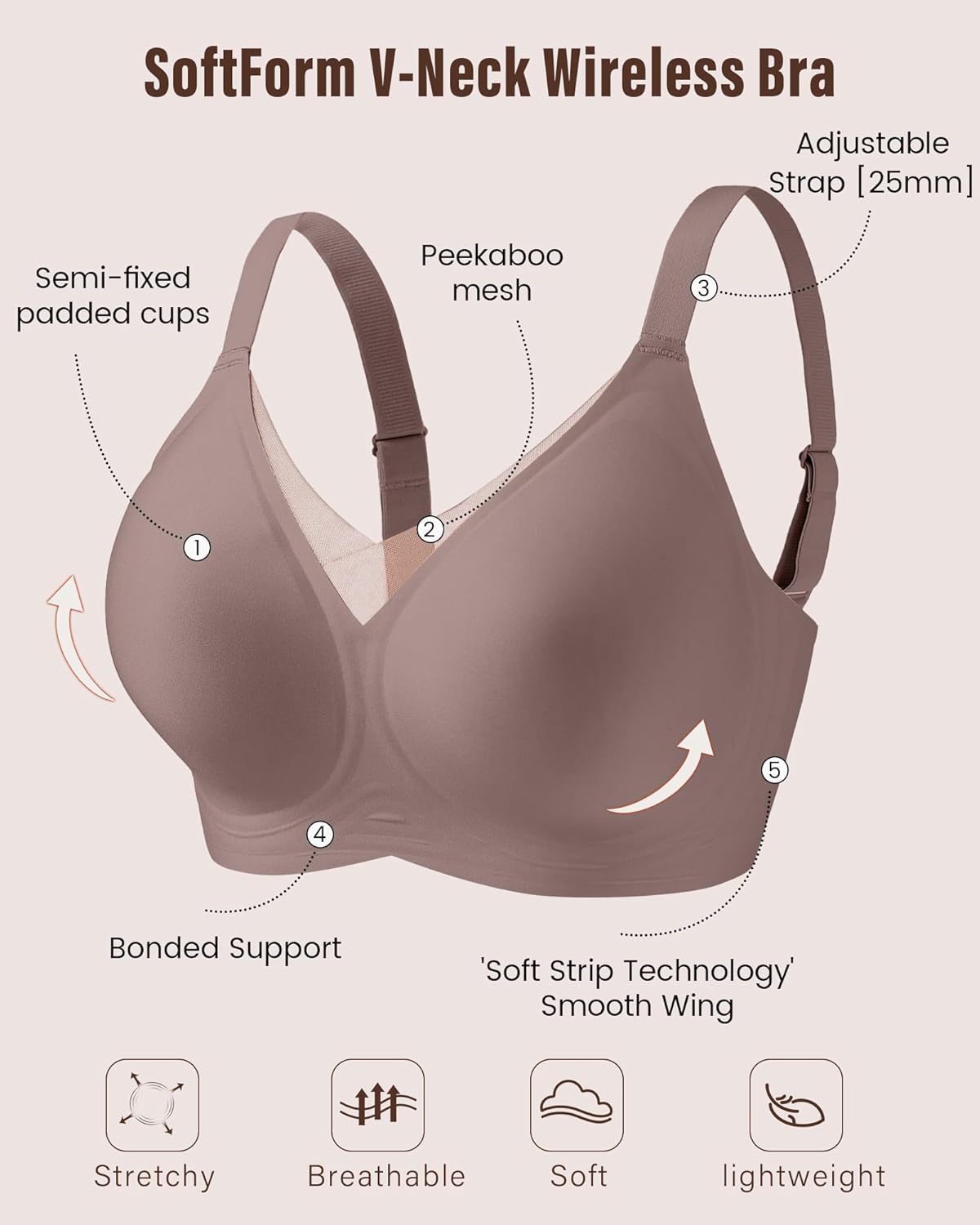 Owucozy Jelly Bras for Women Push Up Bra for Women Seamless Bras No Show Comfort Full Coverage Push Up Wireless T Shirt Bra - Image 5
