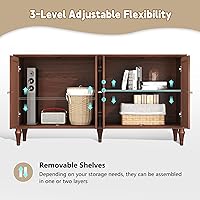 Vista 4 de ARTPOWER Sideboard Buffet Cabinet with Storage, 58'' Mid-Century Modern Storage Cabinet with 4 Doors and Adjustable Shelves, Accent Style Sideboard