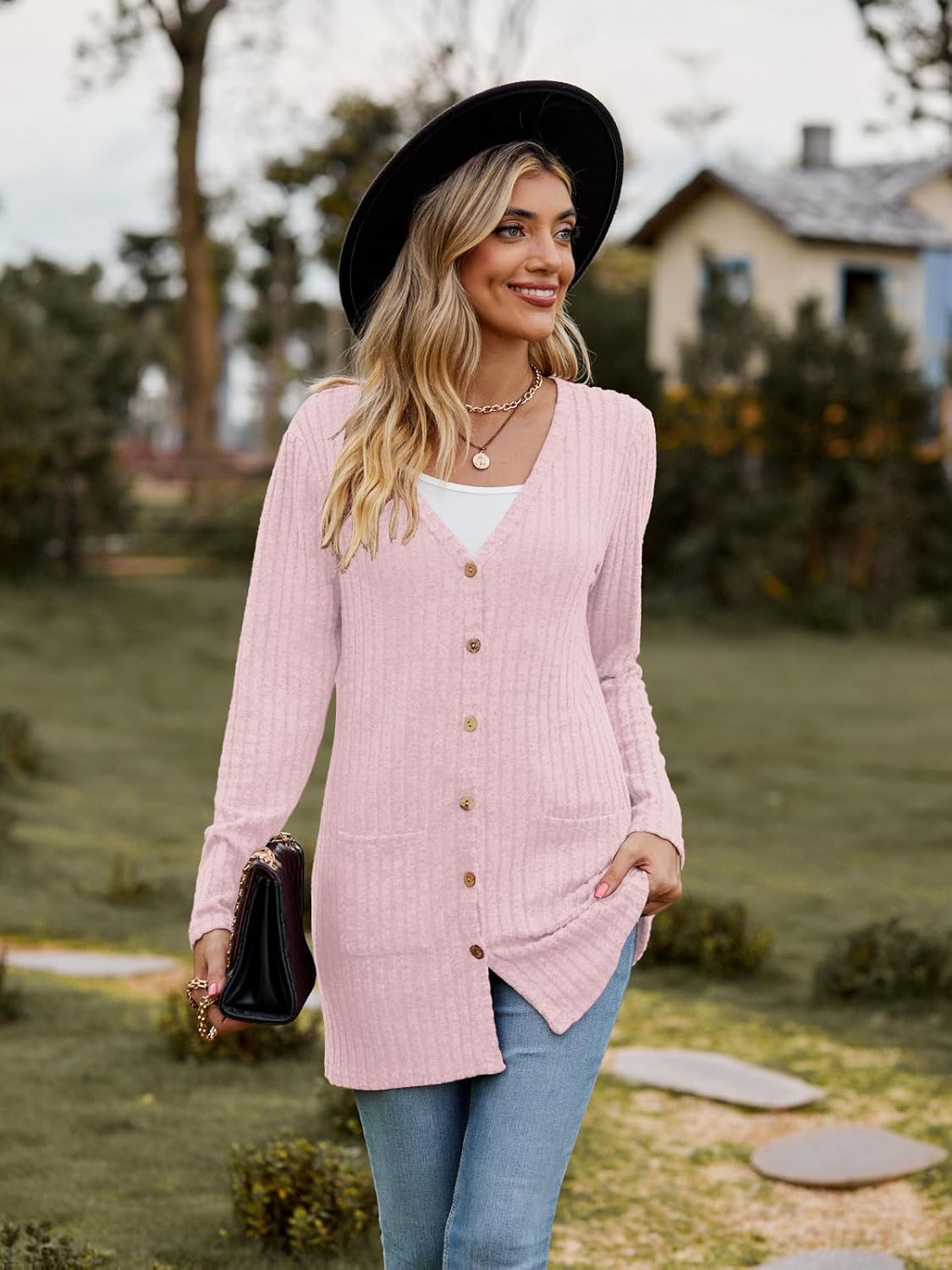 Women’s 2025 Fall Fashion Cardigan Lightweight Soft Knit Cardigan for Women Long Sleeve Open Front Coat with Pockets - Image 5