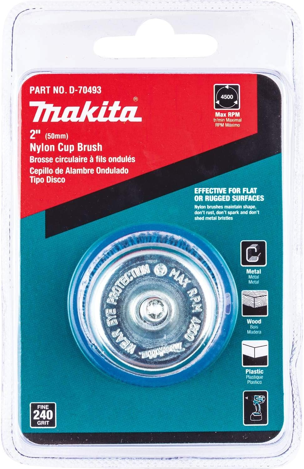 Makita D-70493 2" Nylon Cup Brush, Fine, 240 Grit