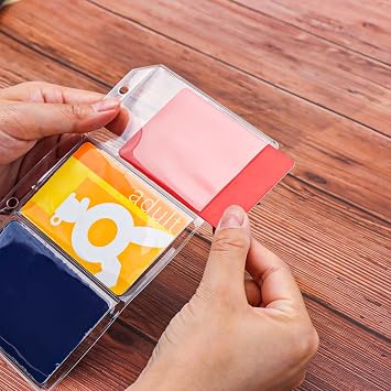 12 Pack A6 File Pockets Clear PVC Card Holder Side Load Photo Card Sleeves with 6 Holes Document Filing Pockets for Notebook Photo Card Folder (A6 Clear)