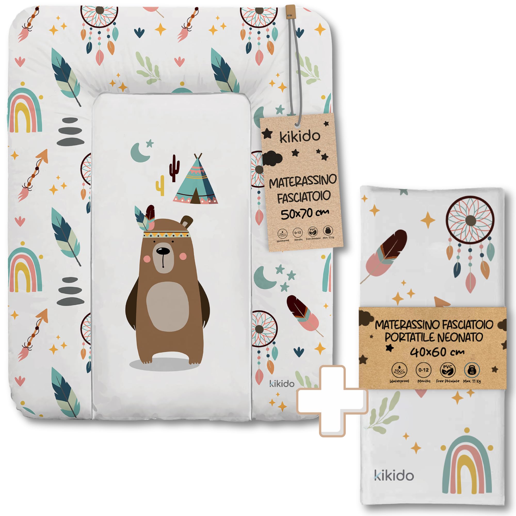Kikido Teddy - Materassino Fasciatoio 50x70 + Materassino Portatile 40x60