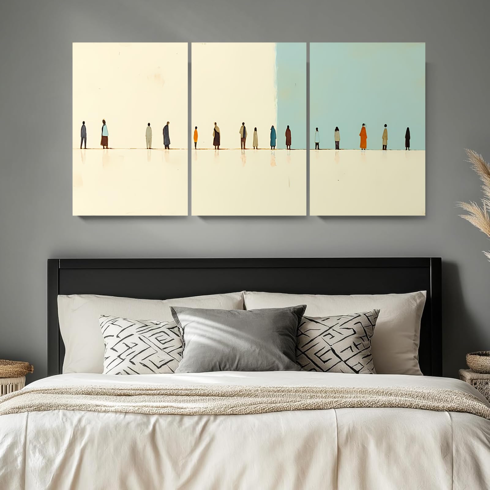 Wivsev Abstract People in Line Minimalist Human Figures Illustrations Fine Art Decorative Zen Multicolor Country Abstract People Silhouettes