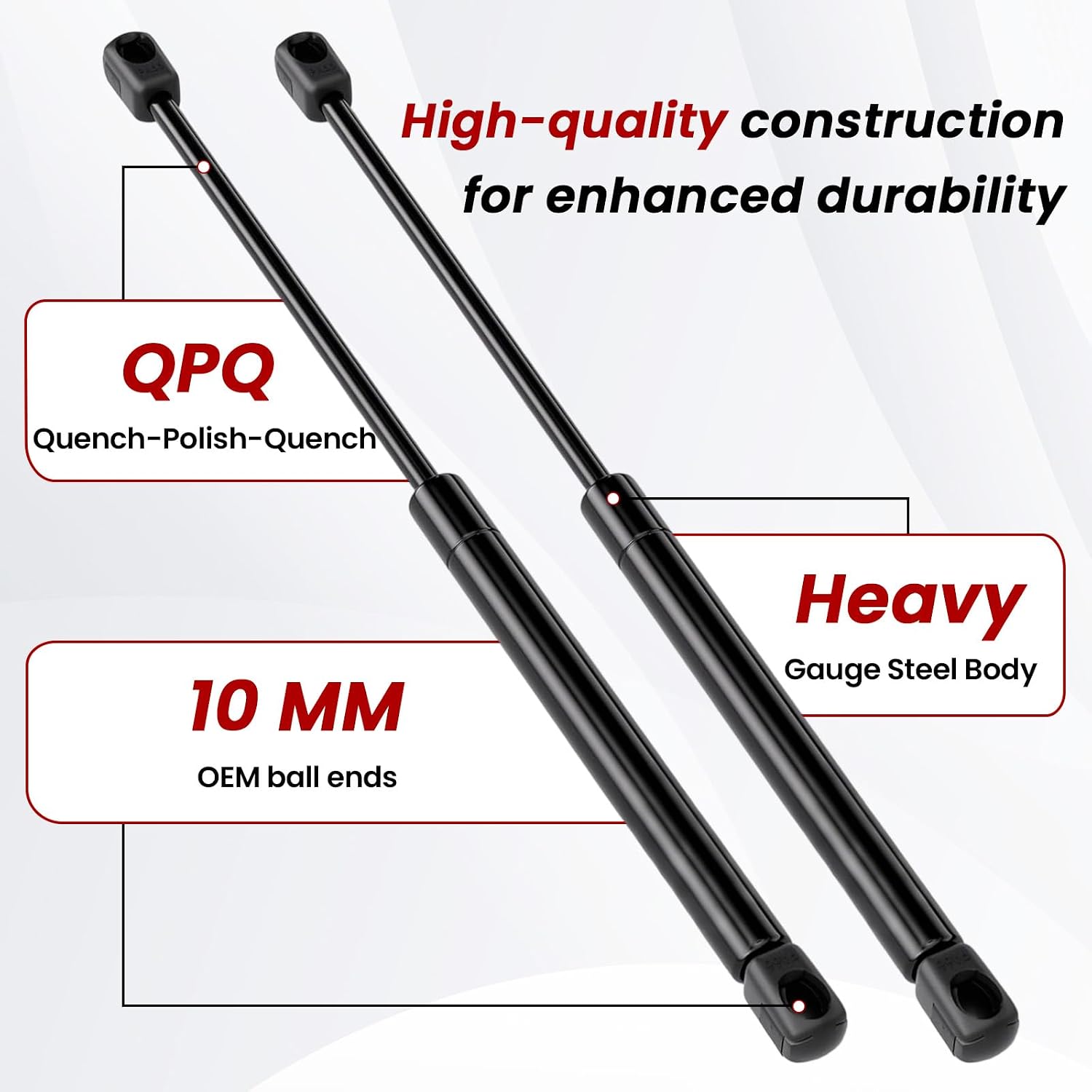20in 150lb Heavy Duty Gas Springs Struts Lift Support Shocks for Truck Camper Shell, RV Under Bed, Boat Lid, Floor Hatch Cover, Box Lid, 2 PCS, C16-17566