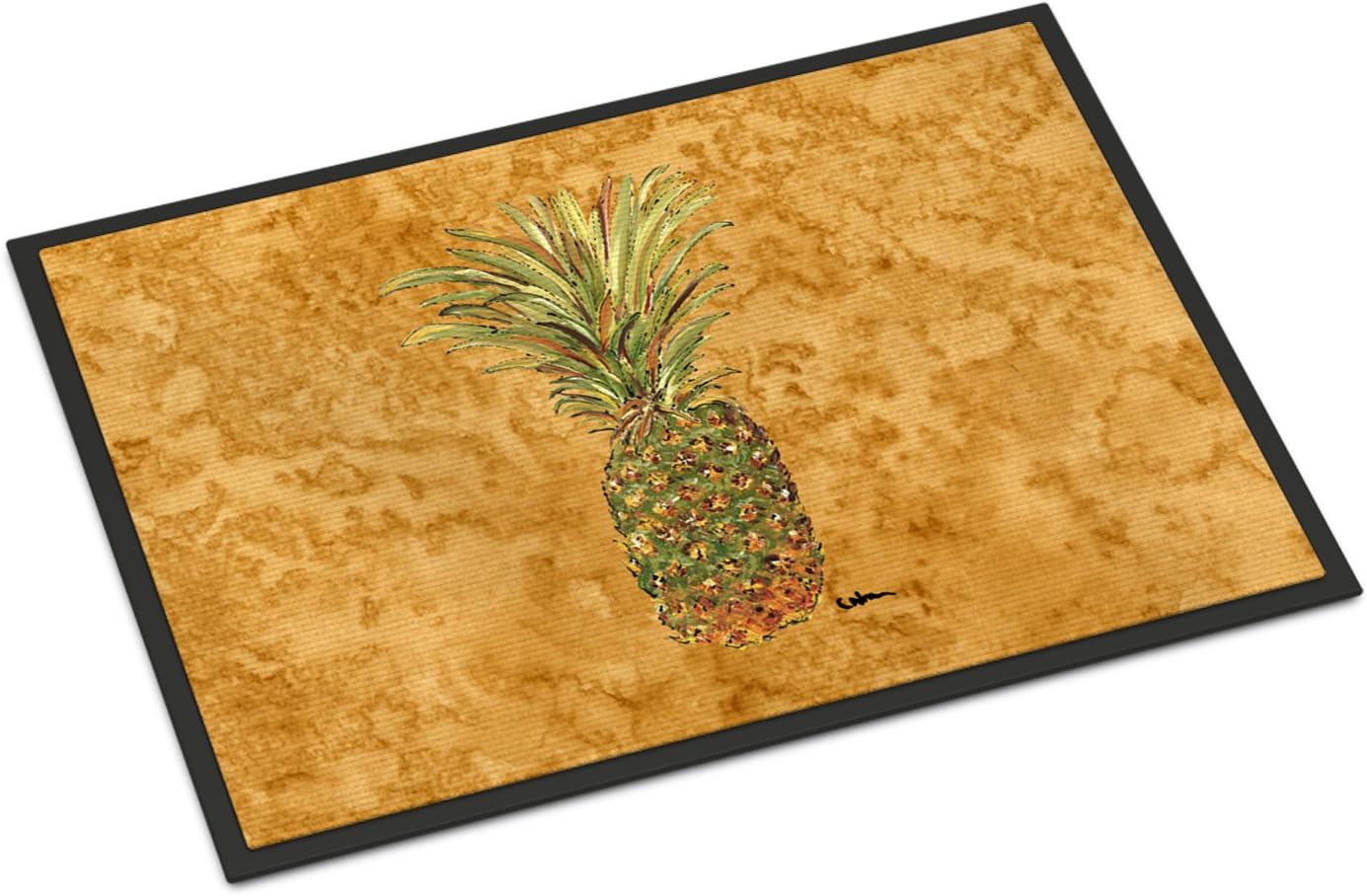 Caroline's Treasures 8654MAT Pineapple Doormat 18x27 Front Door Mat Indoor Outdoor Rugs for Entryway, Non Slip Washable Low Pile, 18H X 27W