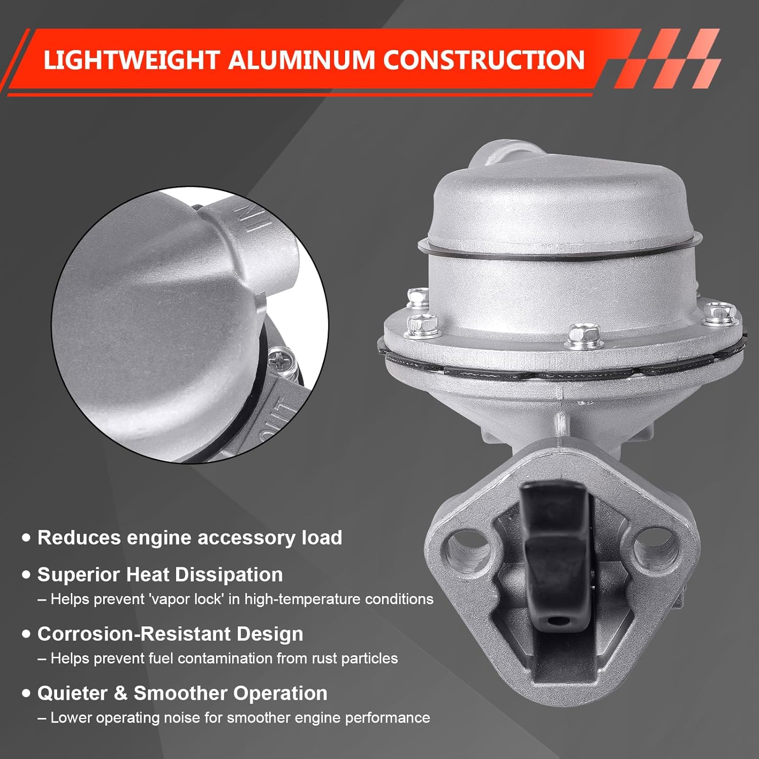 Mechanical Fuel Pump 20 GPH 3–9 PSI, Compatible with Chevrolet Small Block SBC 267/283/302/305/327/348/350/400/409 V8 Engines, High-Flow Mechanical Fuel Delivery Pump Fits for Carter M4891
