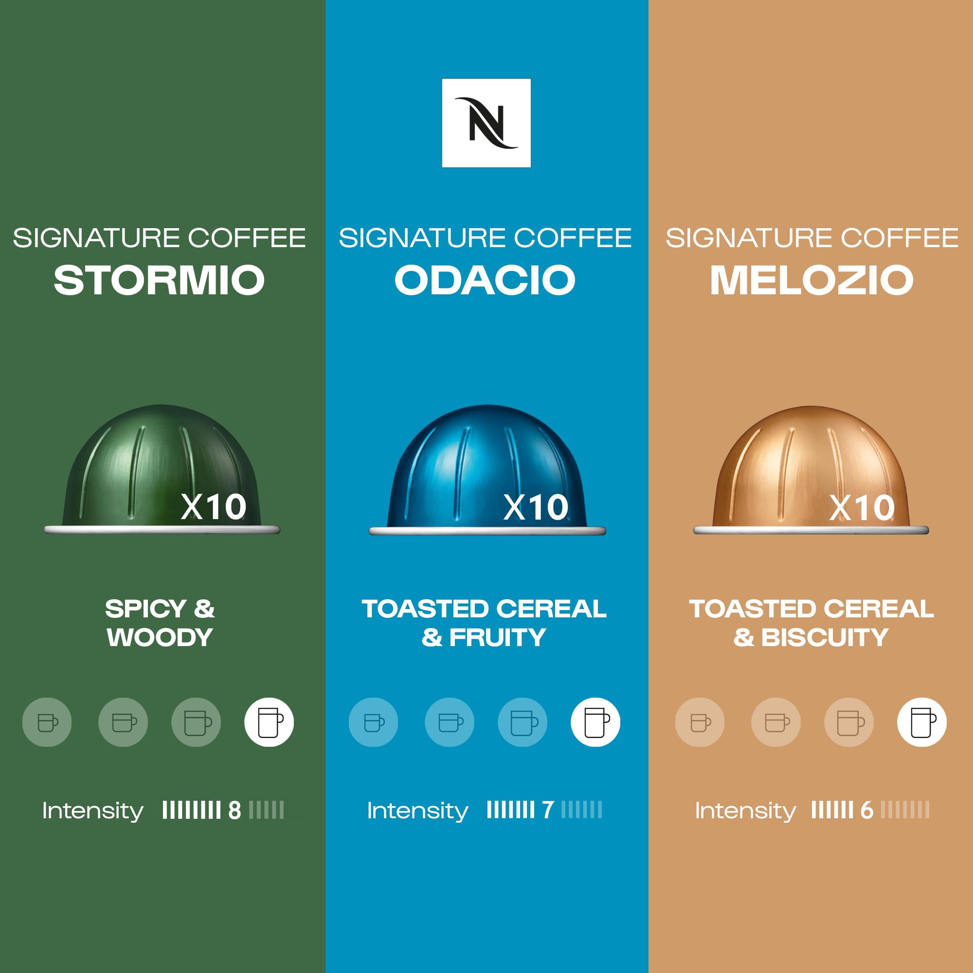 Nespresso Vertuoline Café Cápsulas Surtido - Los Más Vendidos: 1 Manga de Stormio, 1 Manga de Odacio y 1 Manga de Melozio para un total de 30 Cápsulas