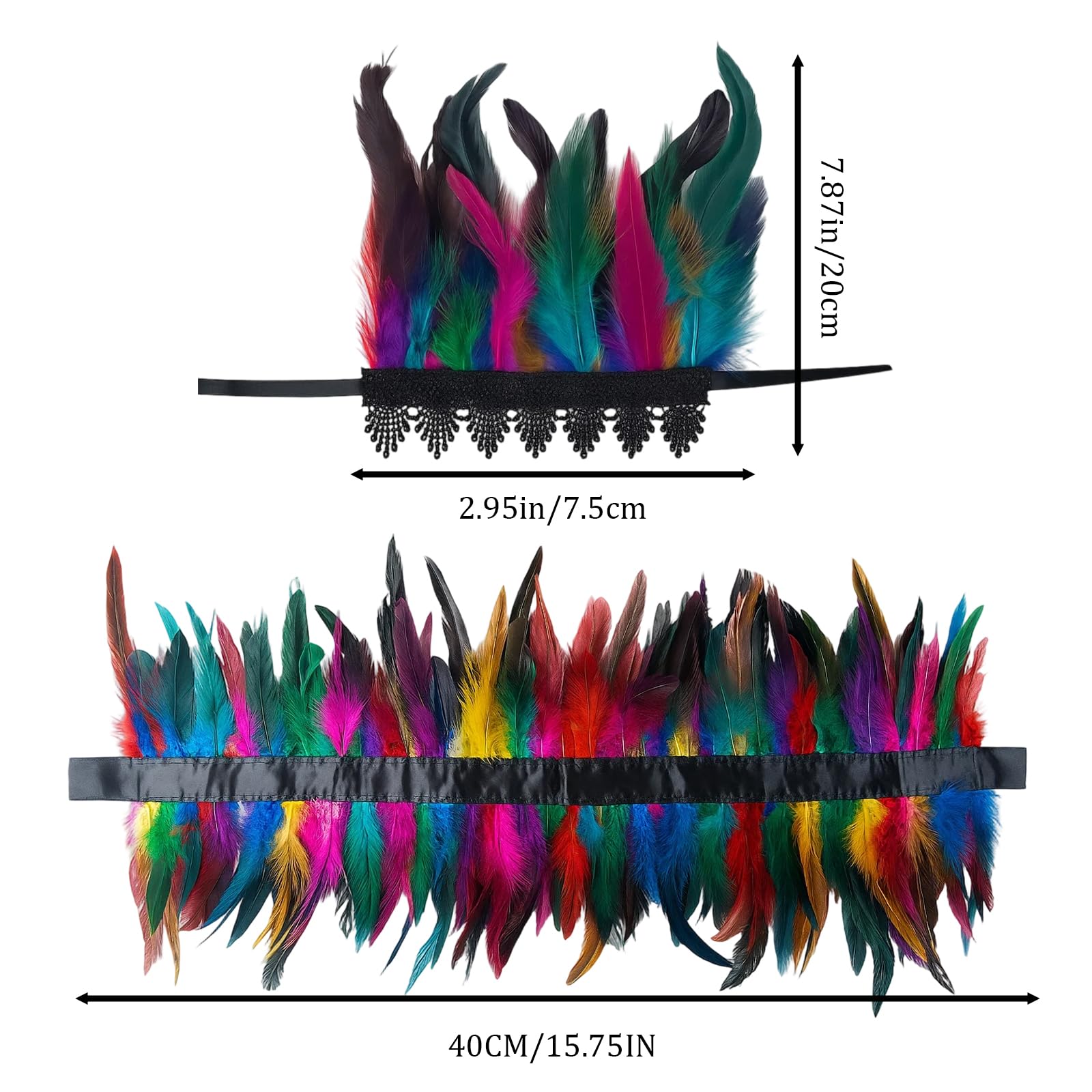 EujRcf 2pcs Gothic Feather Cape, Elegant Carnival Costumes for Women Maleficent Costume Accessory - Image 2