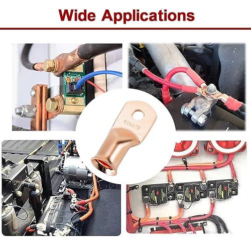Miniatura 5 de Kit de arandelas anticorrosión de 40 AWG de 516 pulgadas (10 piezas) y terminal de batería (10 piezas), conectores de calibre 0000, lengüetas de