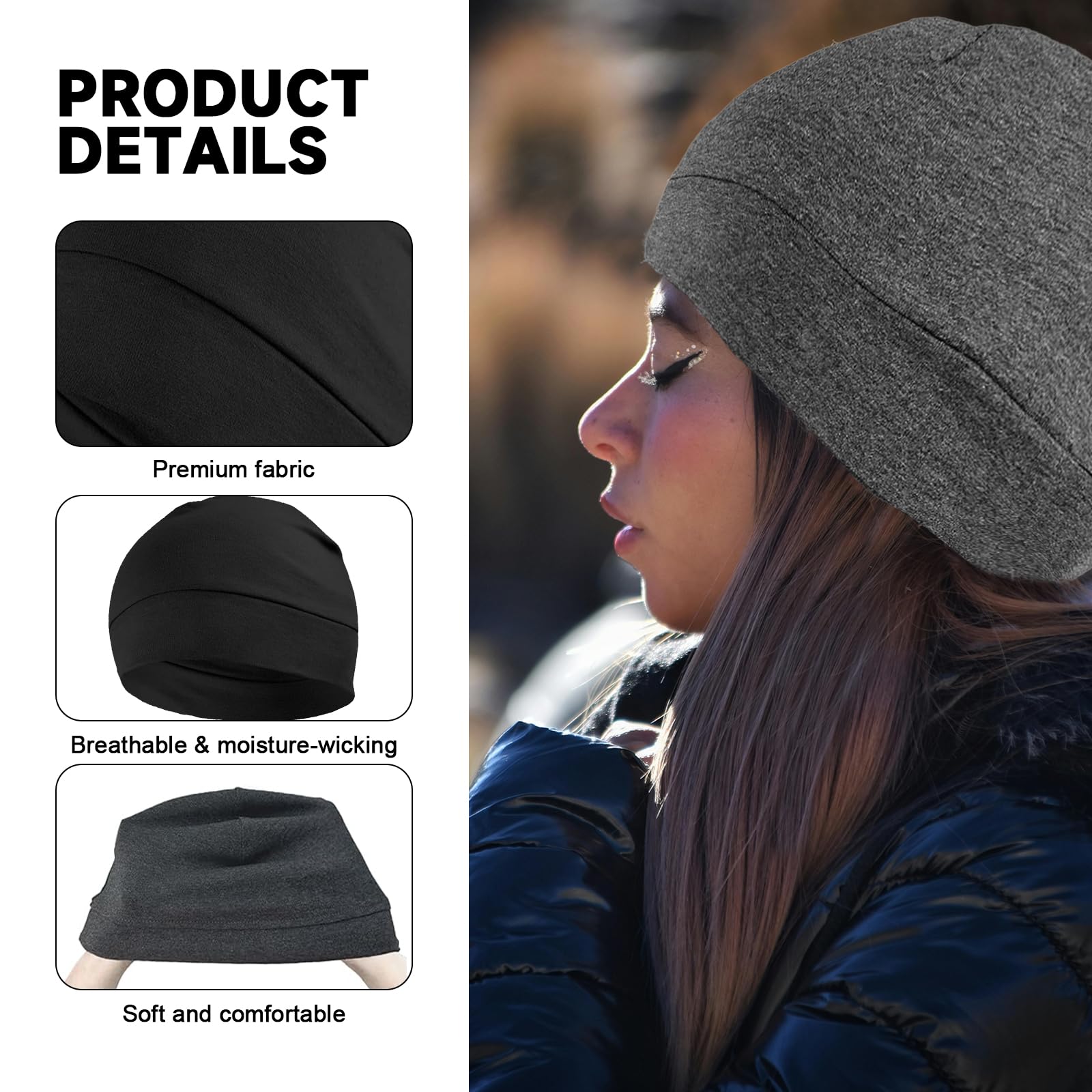 2 Piezas Gorro para Hombre Mujer, Transpirable Algodón Running - Gorro para Casco de Bicicleta, Moto y Running, Durag y Gorro Bajo Casco Ciclismo, Multifuncional Algodón