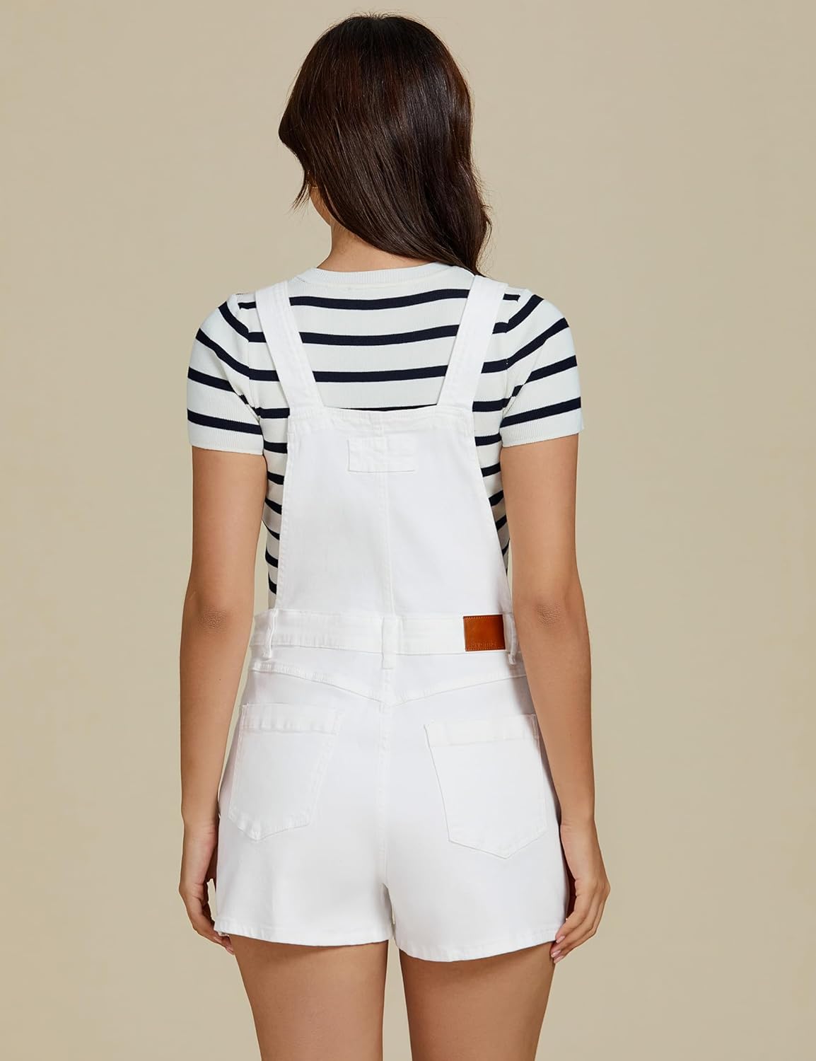 luvamia Jean Short Overalls for Women Baggy Adjustable Straps Bib Stretchy Denim Overall Jumpsuits Shortalls with Pockets - Image 3