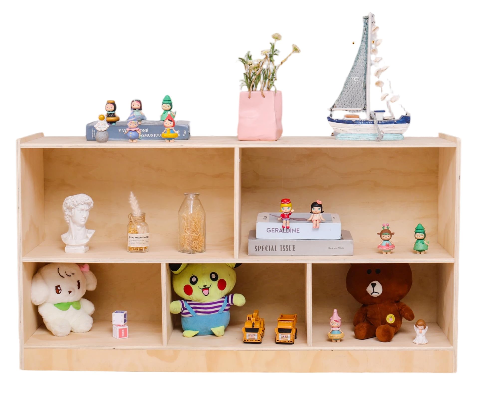 FDHUIJIA Wooden Storage Cabinet, 5-Section Montessori Shelf, Bookshelf for Rooms,