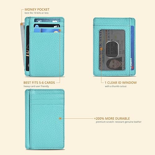 Miniatura 2 de Cartera minimalista de cuero para hombres y mujeres RFID bolsillo frontal de cuero tarjetero carteras