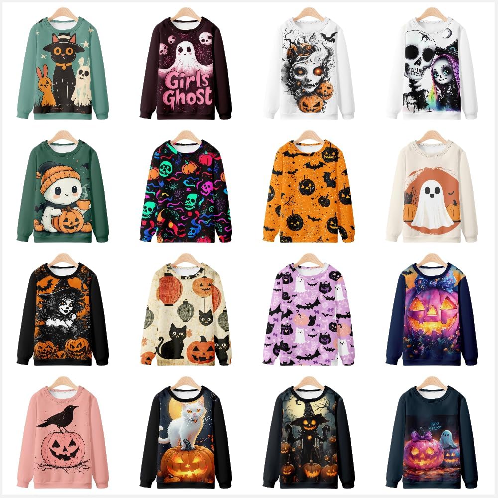 HOTYD Womens Oversized Long Sleeve Halloween Sweatshirts Casual Crew Neck Fashion Graphic Shirts Loose Fit Pullover Tops - Image 5