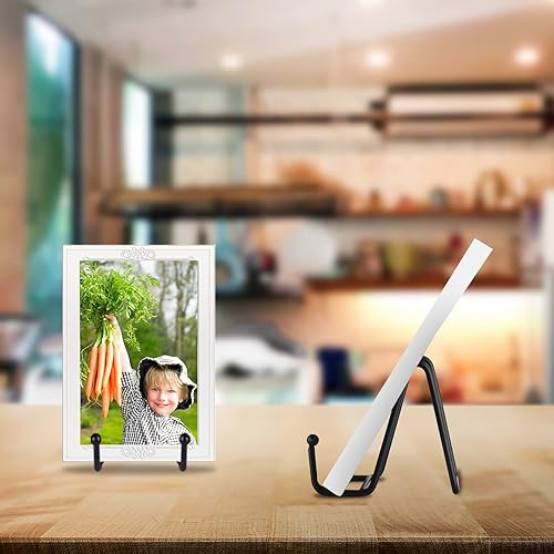 Miniatura 6 de IBosins Paquete de 5 soportes de exhibición para platos pequeños de 3 pulgadas, mini soporte de marco negro de metal para fotos, libros, caballete