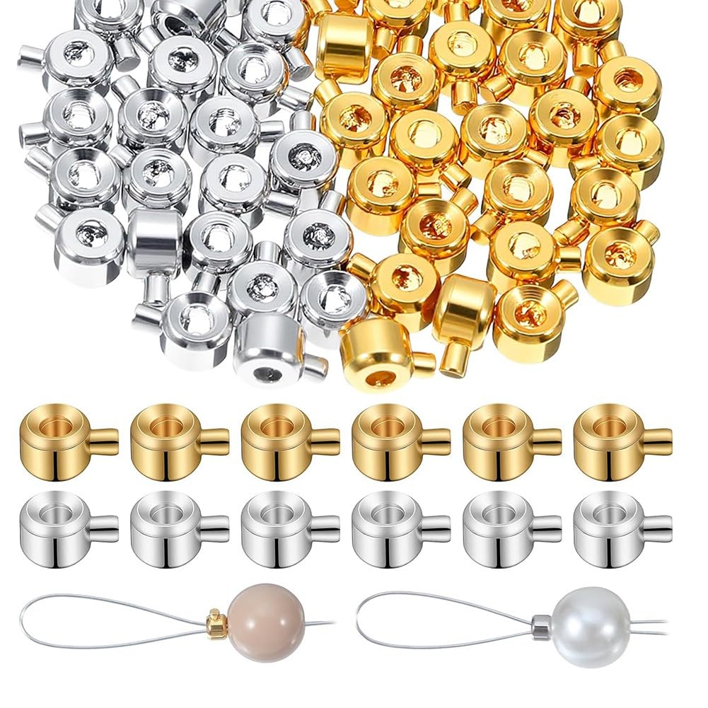 Vjsujehgy Gold and Silver Crimping Bead Covers, 100 PCS Crimp Beads for Jewelry Making, Ideal for DIY Necklace Bracelet