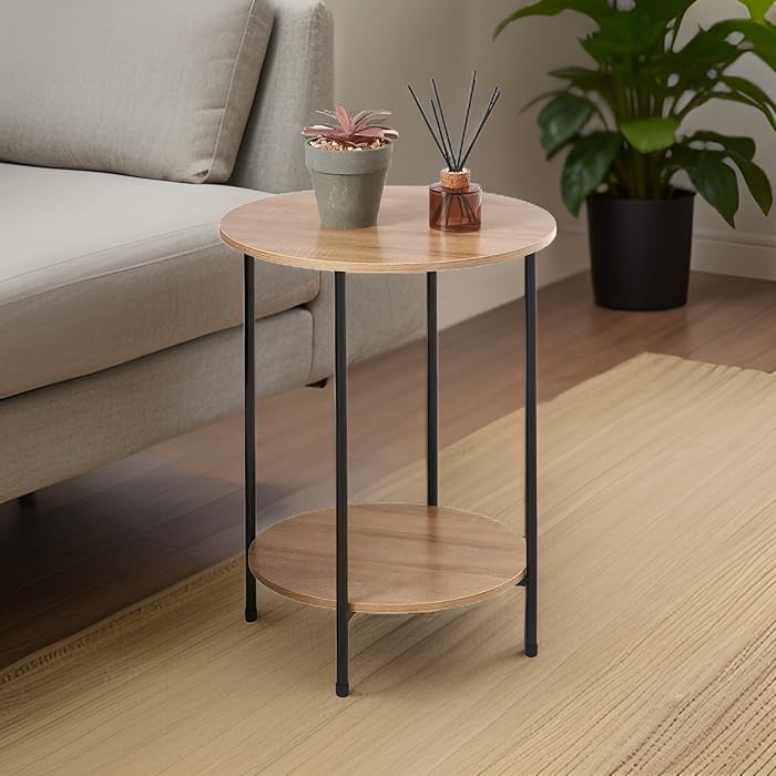 Dylex Round Side Table with 2 Tiers, Oak Effect Finish, Living Room End Table Coffee Table : Amazon.co.uk: Home & Kitchen