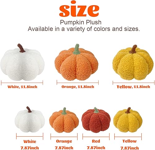 Miniatura 3 de Almohada de calabaza, 7.87 pulgadas, almohada de calabaza de peluche suave de Acción de Gracias, para fiesta de Acción de Gracias, decoración del