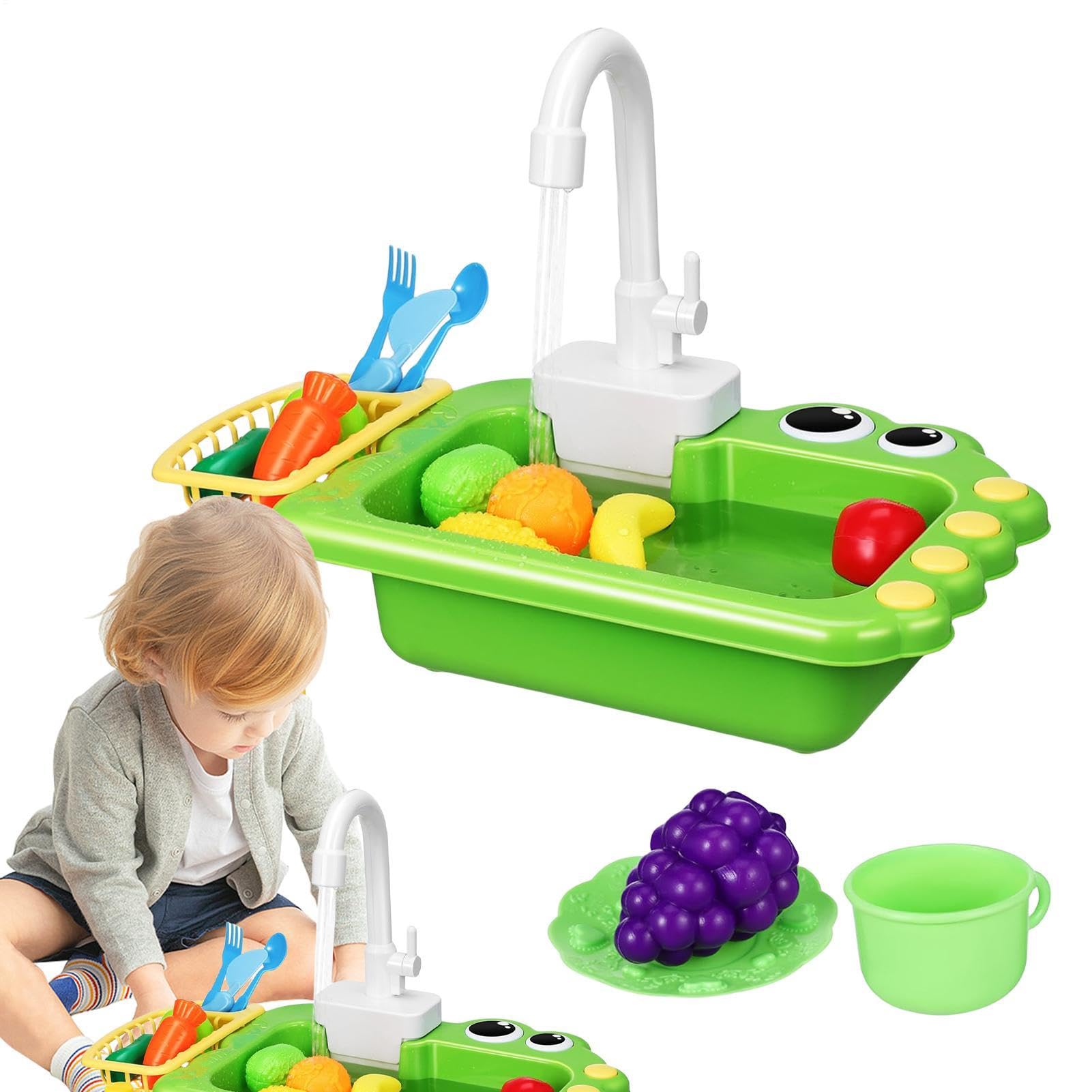 Lavello da gioco con acqua corrente - 42 x 26 x 29 cm Giocattolo per lavello elettrico per bambini, giocattolo da cucina per bambini | Giocattoli interattivi per la circolazione 'acqua