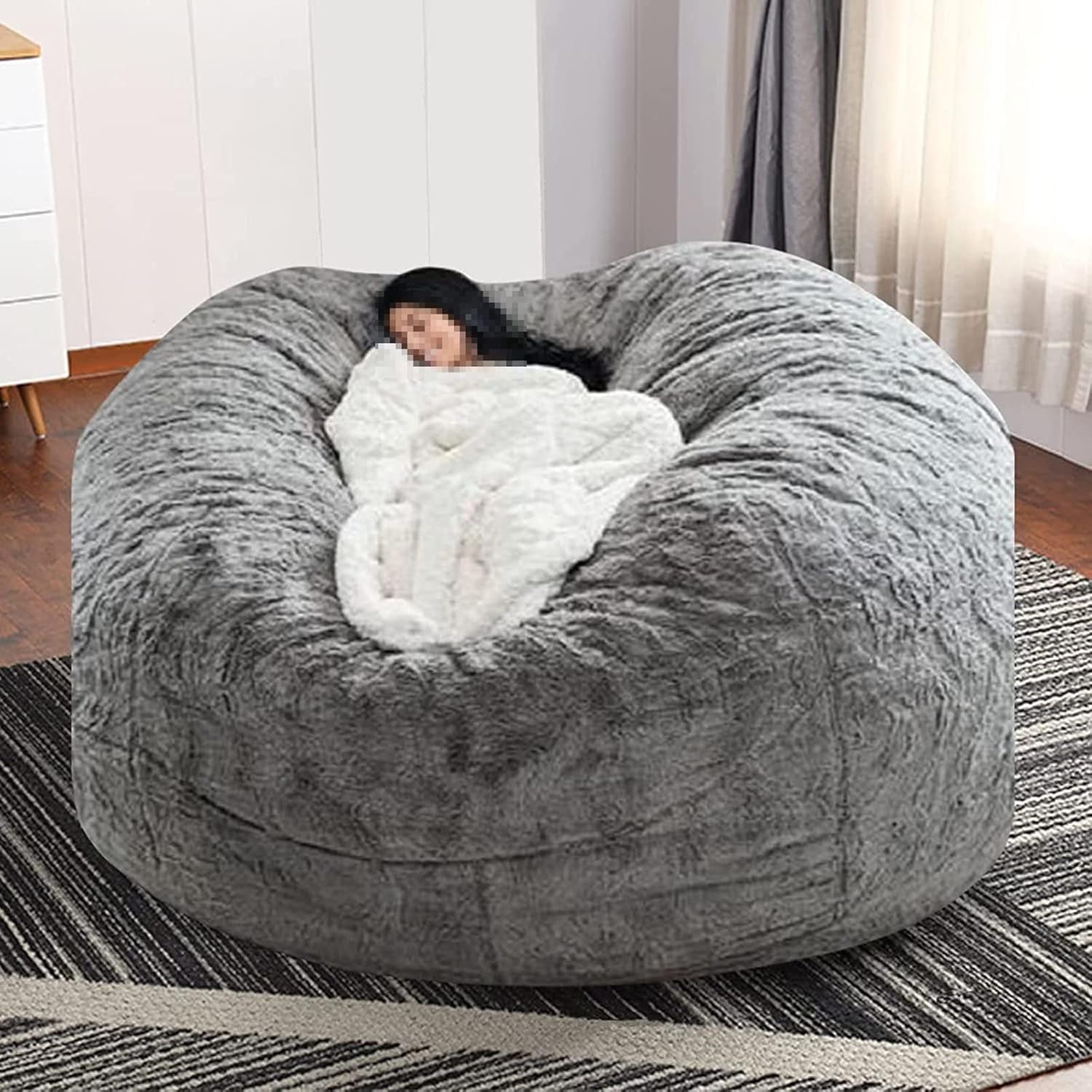 GiMLy Flannel Bean Bag Chair,21 Colors and 3 Sizes, Luxury Fluffy Bean