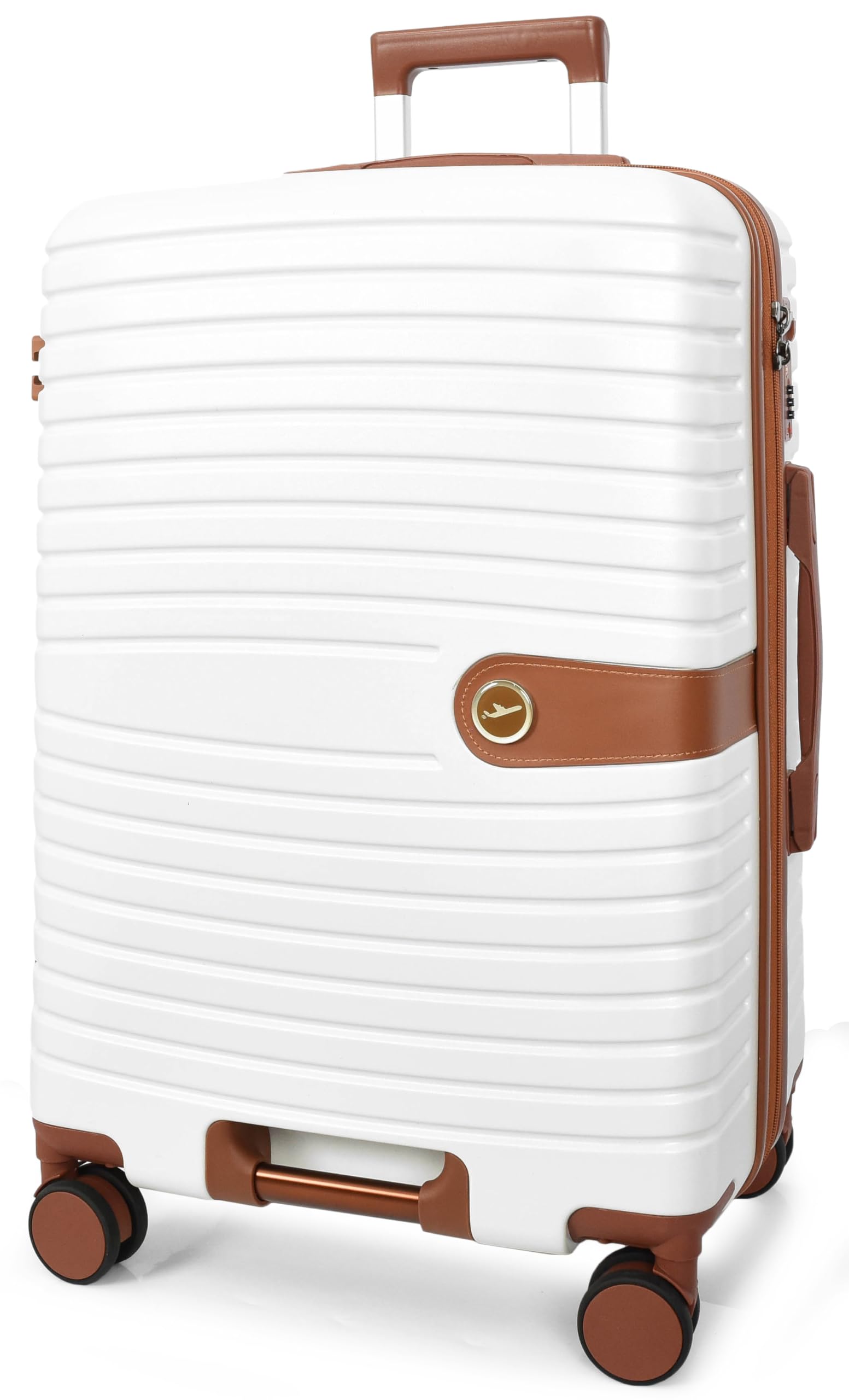 House Of Leather Valigia rigida a quattro ruote Durban, bianco, Medium 24", Hardside - Valigia espandibile con ruote girevoli