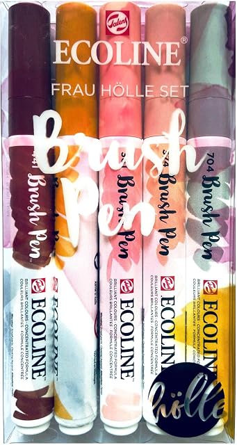 Ecoline Frau Hölle Set of 5 Brush Pens Great Colours