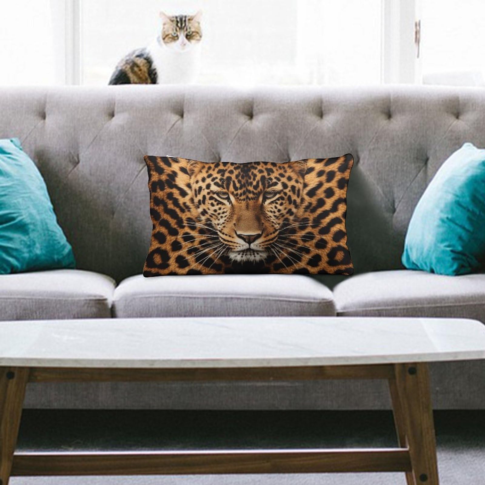 NTVOWPZO Decoration Throw Pillow Covers 8"x12" Pillowcases Covers Depict A Leopard Soft Pillowcases Modern Farmhouse Home Decor Sofa Cushions Covers for Couch Bed Living Room