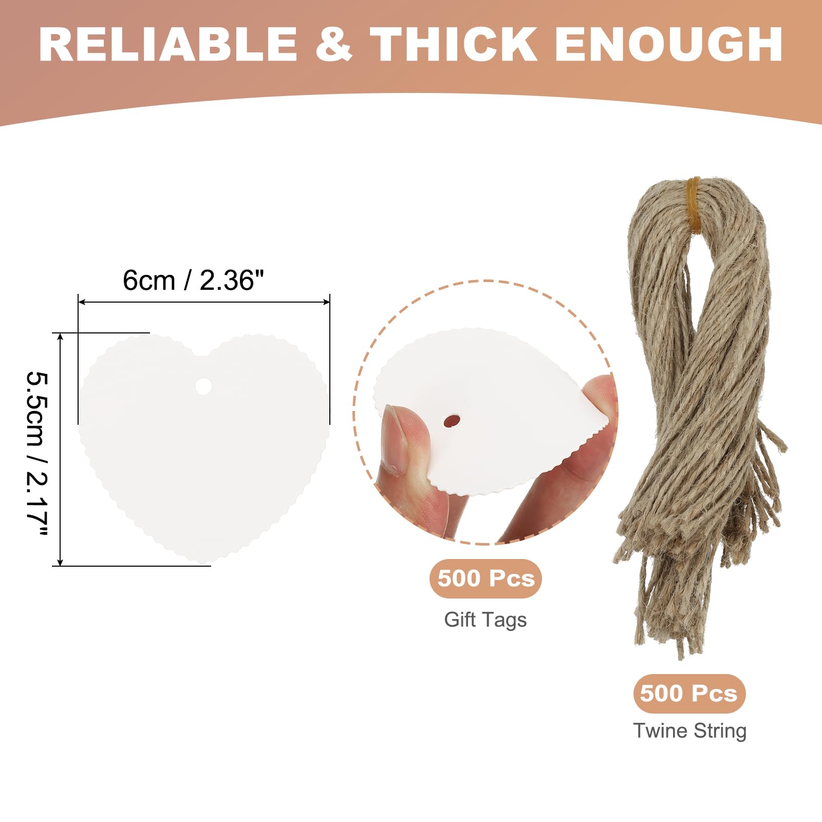 PATIKIL 500Pcs White Price Tags with Twine String Attached - Image 2