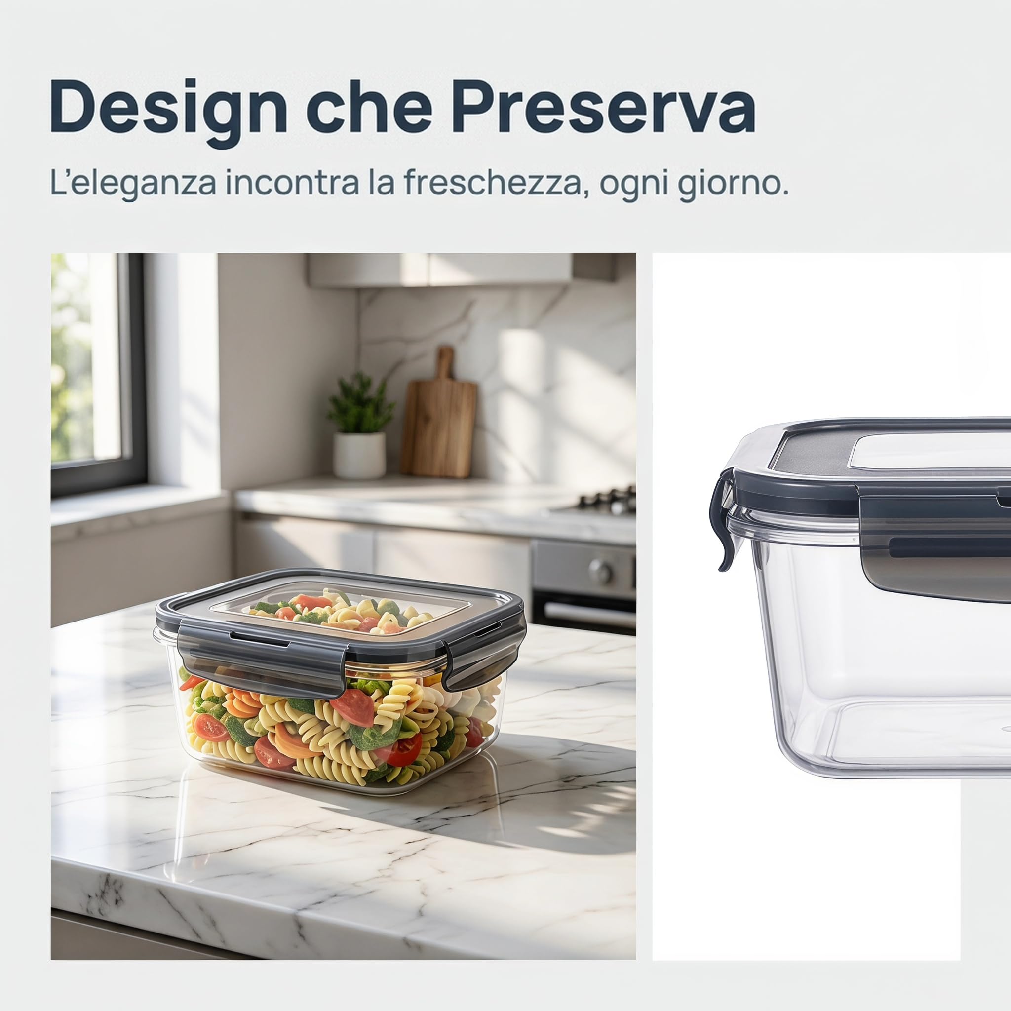 Set 24 Contenitori Plastica Alimentare per Alimenti con Coperchi Ermetici, Senza BPA, Scatole per la Conservazione Ermetiche, Microonde e Congelatore, Meal Prep e Organizzazione Cucina