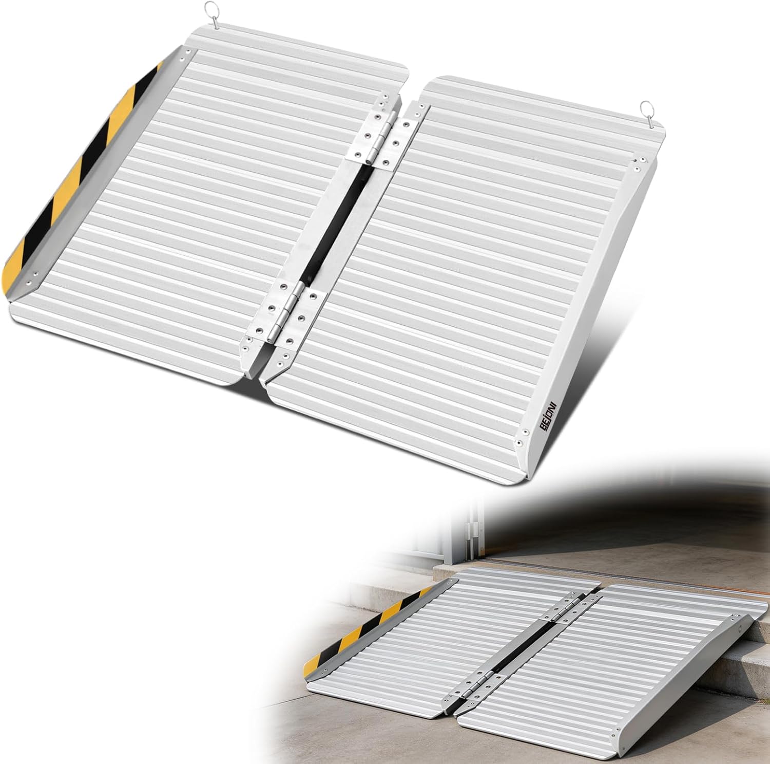 BEJONI 2FT Portable Wheelchair Ramp, 30''W Aluminum Folding Handicap Ramp for Home Steps, Non-Slip Threshold Ramps for Wheelchairs, Scooters, Doorways, Home Steps,Curbs, FSA,HSA