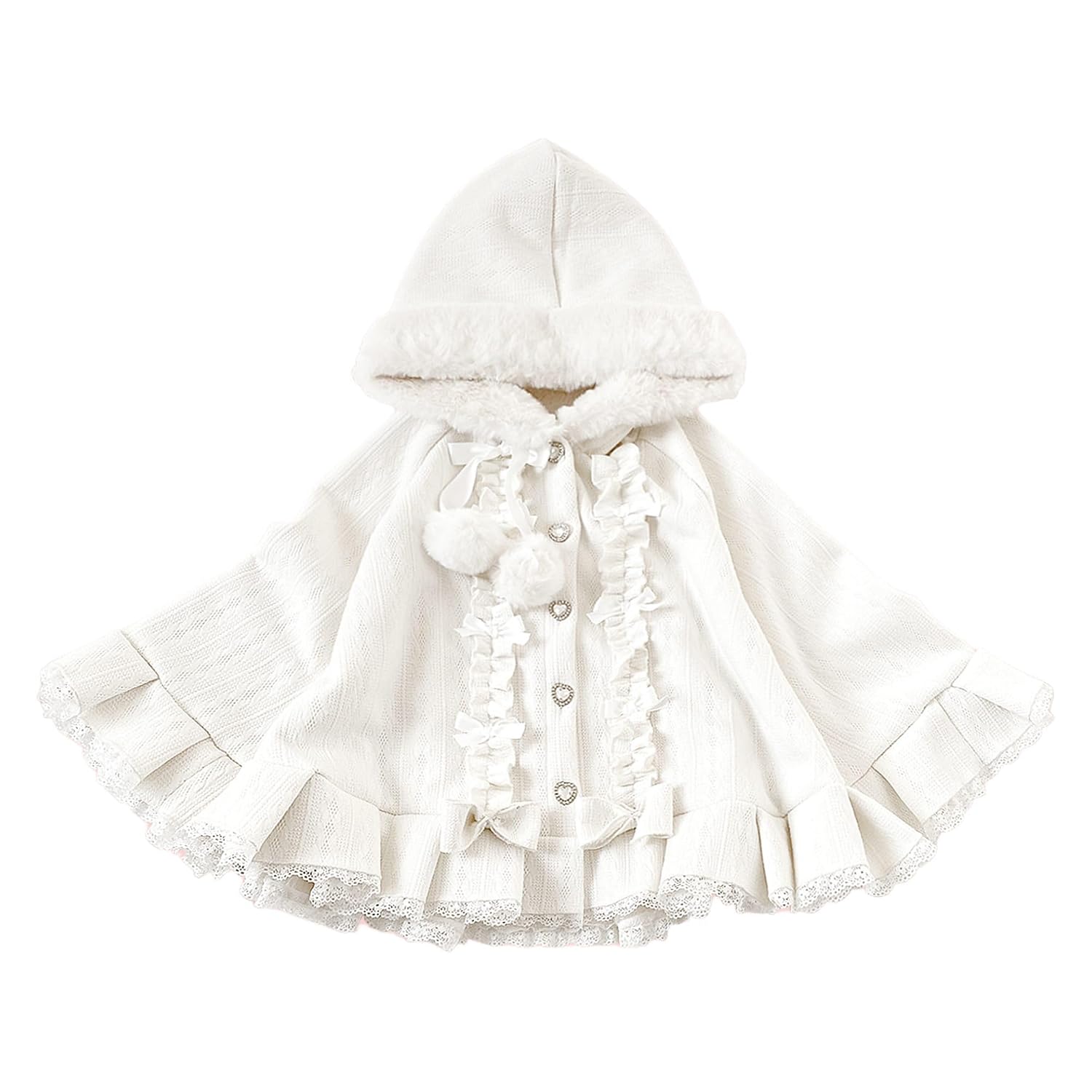 Cuteighteen Kawaii Lolita Hooded Cloak Teens Cape Fleece Lined Jacket Winter Coat Hoodie Lace Trim Poncho Sweater - Review, Price and Buying Guide