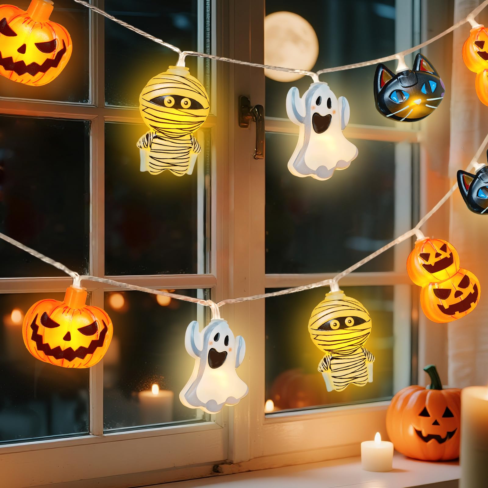 Konralasen Halloween Decorations, Pumpkin & Ghost Halloween String Lights