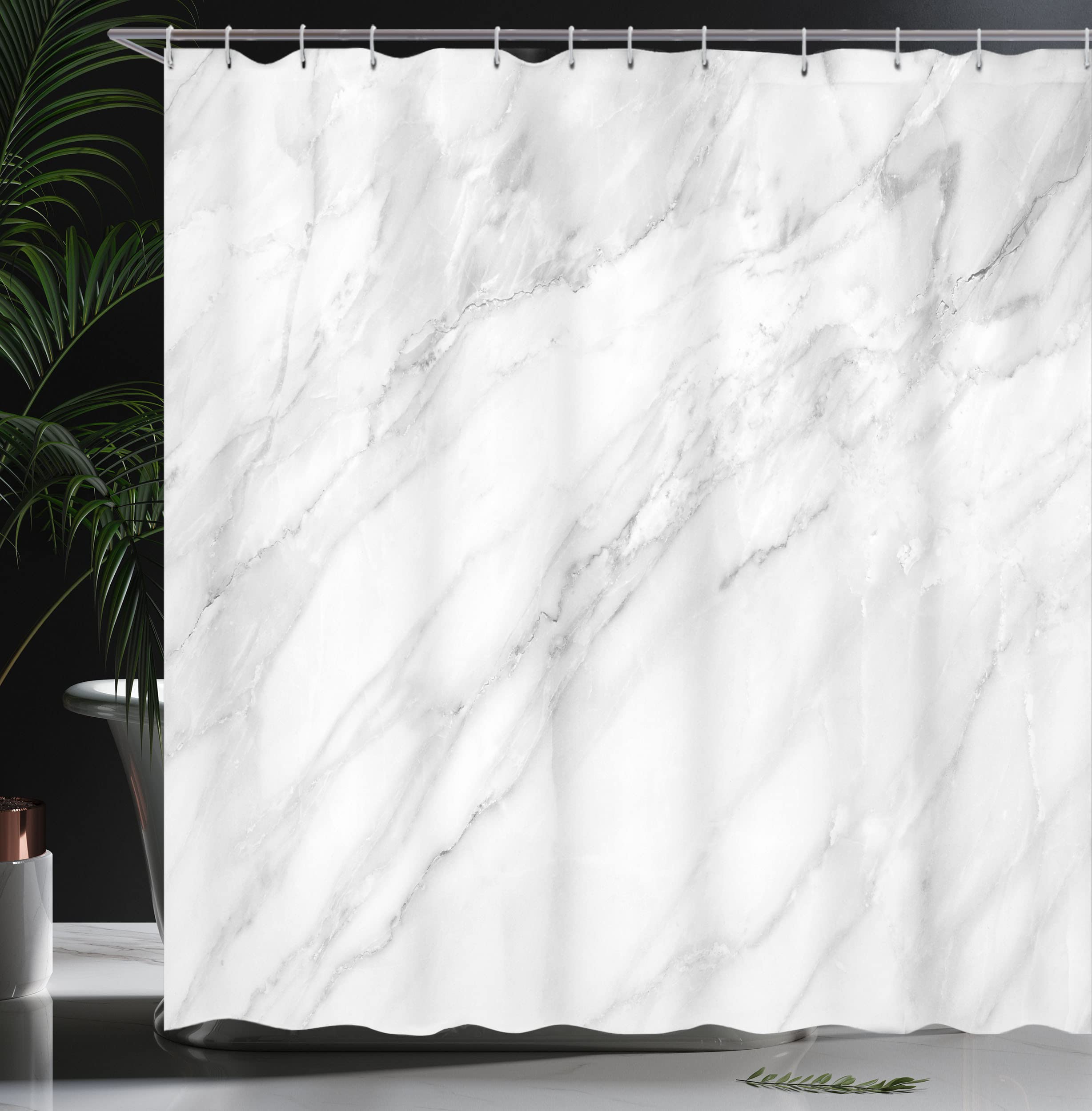 ABAKUHAUS Marble Shower Curtain, Stained Marbled Background Image Abstract Textures Monochromatic Design Print - Image 3