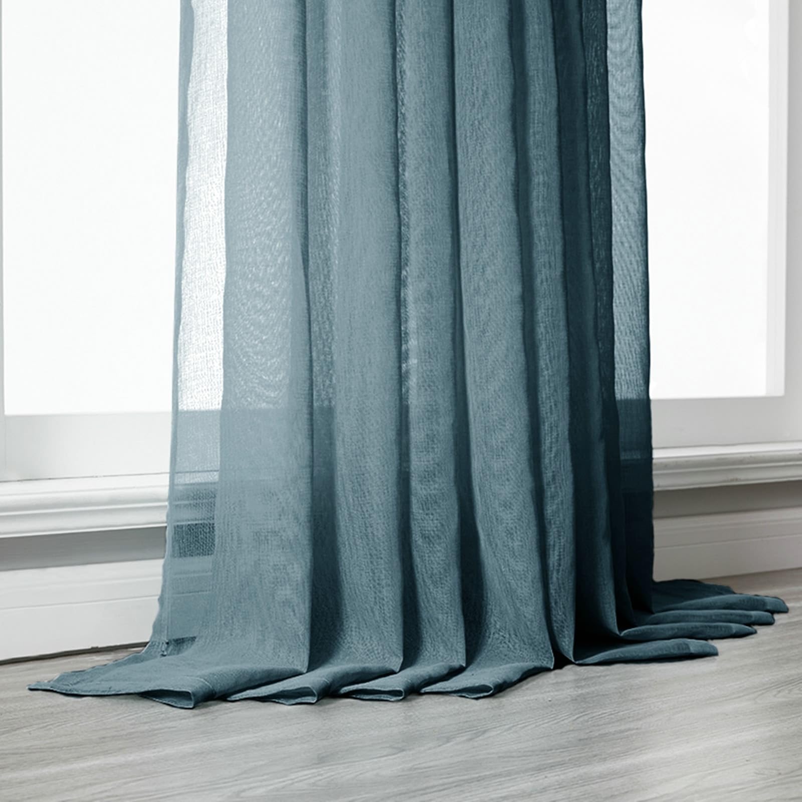 Wohnzimmer Voile Vorhänge Transparente Navy Blau mit Ösen 2 Stück, Polyester Vorhänge Einfarbig Moderne Fenster, H115 x B132 cm