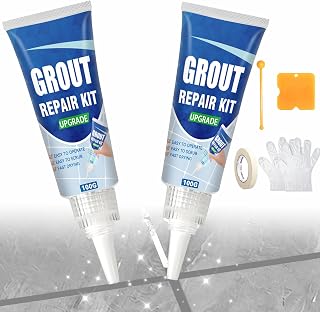 Tile Grout Repair Kit, 2 Pack Fast Drying Grout Filler for Bathroom, Kitchen, Shower, Versatile Triple Use with Grout Sealer, Replace Grout Pen for Restore and Renew Tile Joints Line (Grey)