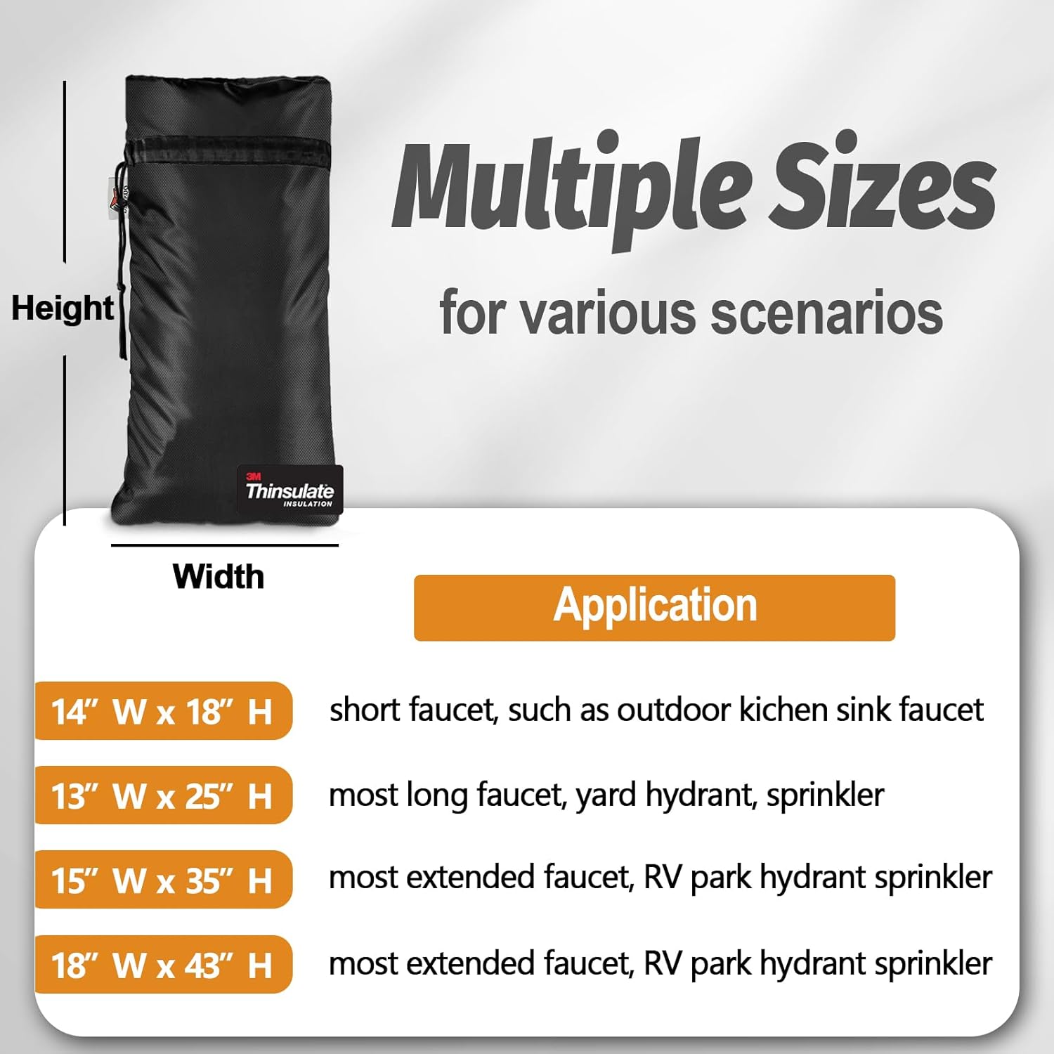 Backflow Preventer Insulation Cover Bundle with Extended Outdoor Faucet Covers