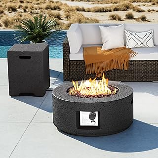 Outdoor Propane Fire Pit Coffee Table – 28-Inch Round