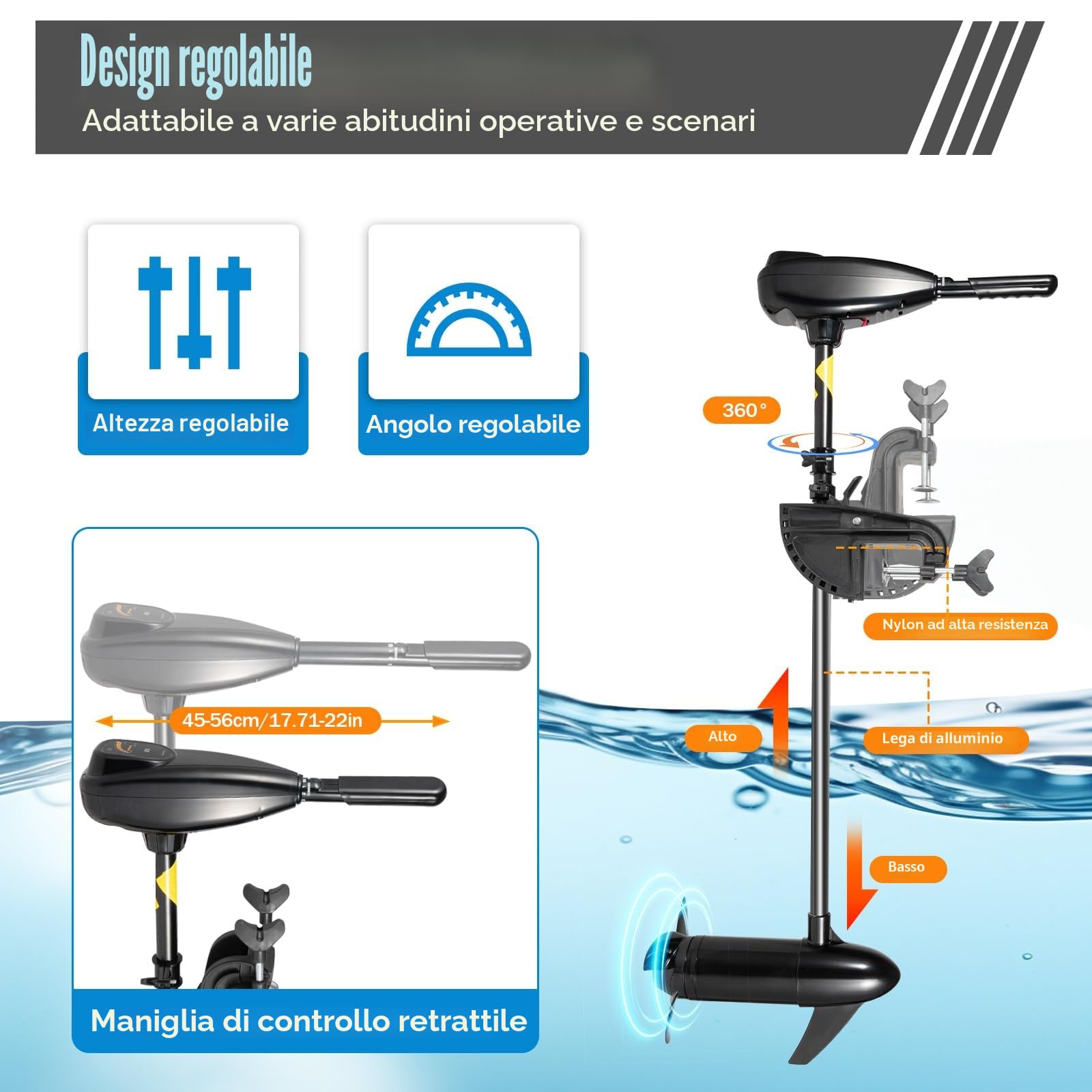 Motore fuoribordo elettrico 80LBS 12 V 800 W motore elettrico fuoribordo per kayak fuoribordo per la pesca senza spazzole