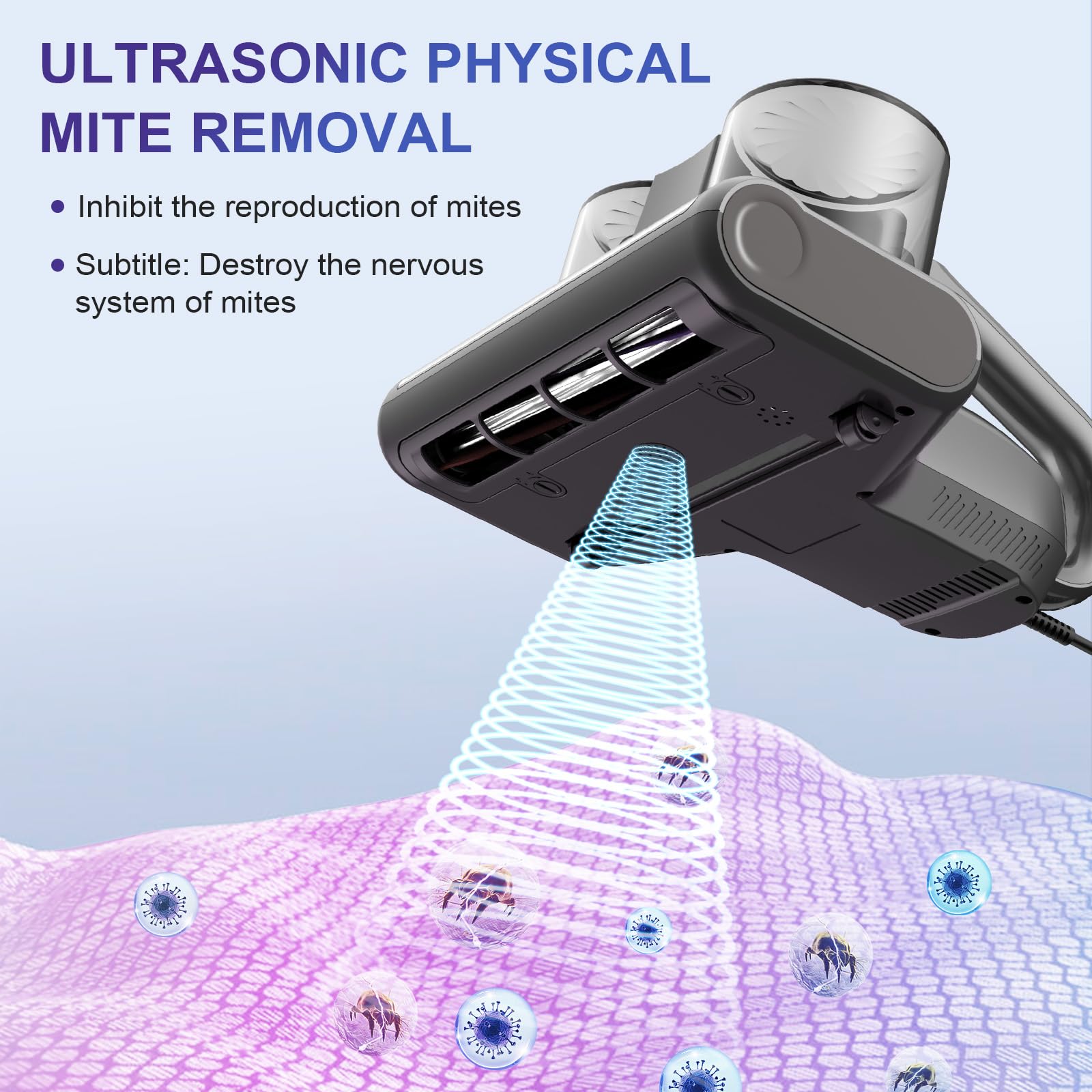 Milbensauger für Matratzen mit UV-Licht, 16KPA, 60° Heißluft, LED-Anzeige, Ultraschall, BV200-L