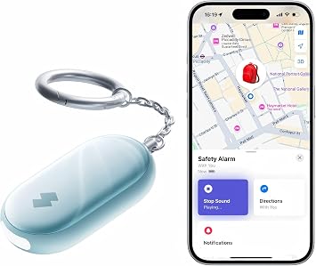 SwitchBot 130 dB Personal Safety Alarm for Women with Apple Find My APP, Extra-Loud Siren & Strobe Light, Waterproof Self Defense Keychain for Women, College Girls and Kids Blue