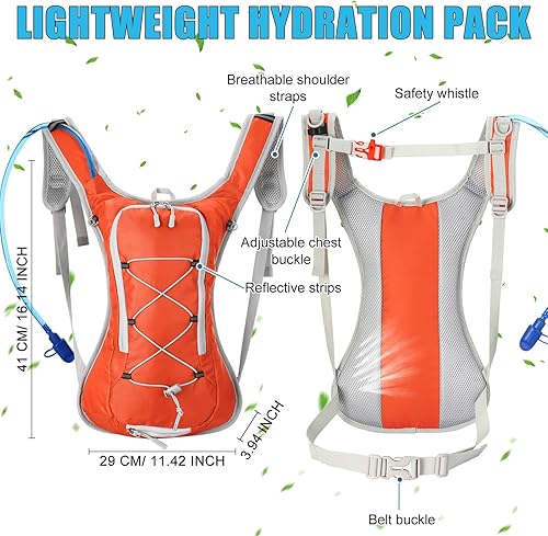 Miniatura 4 de Chunful Mochila de hidratación con vejiga de agua de 2 litros, mochila de hidratación ligera para senderismo, ciclismo, escalada, mochila de agua