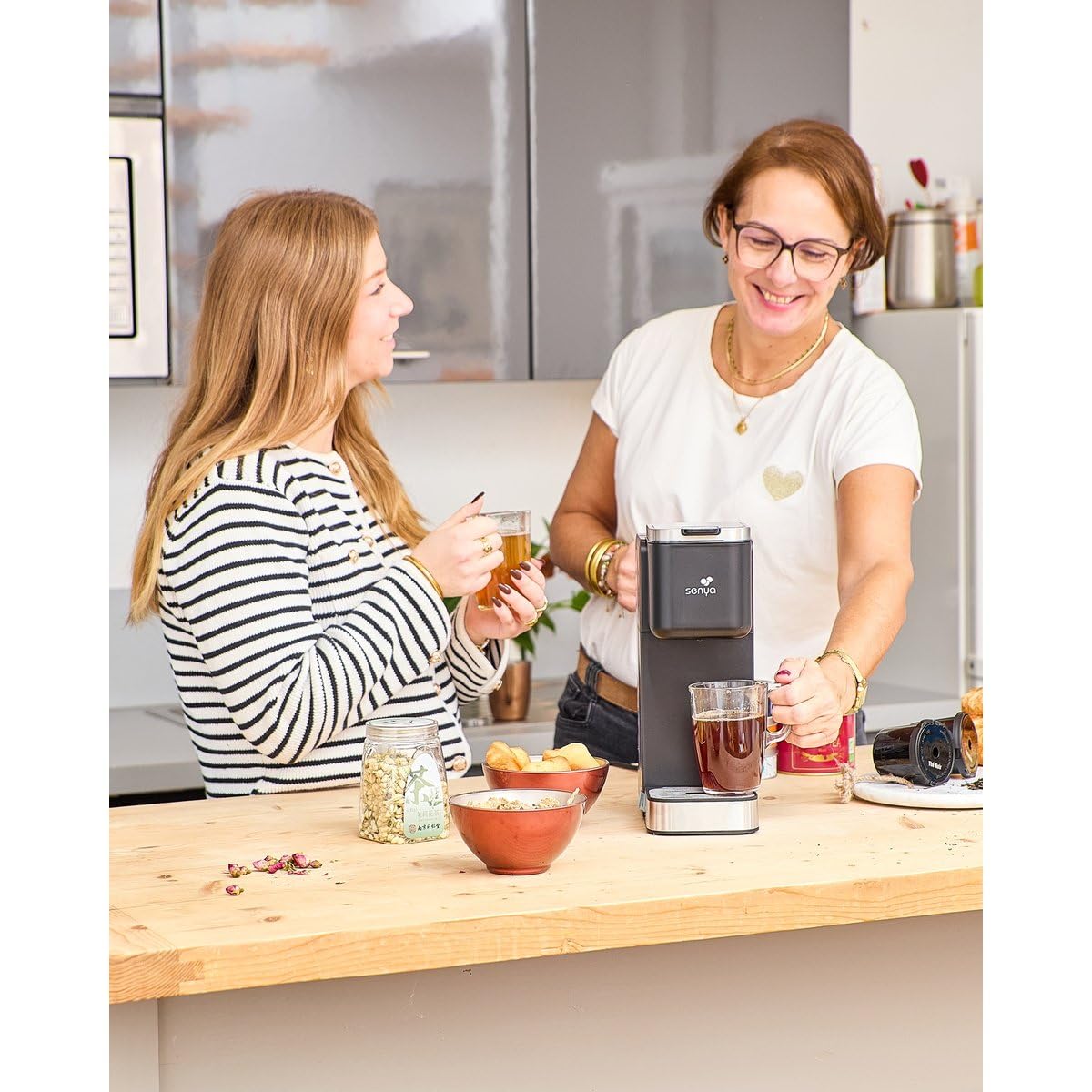 SENYA Machine à thé Tea Time Pro 1,2 L 1000W Écran tactile Détartrage automatique