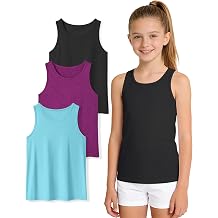 Auranso Girls Tank Tops Athletic Sleeveless Racerback Quick Dry Dance Shirts 3 Pack