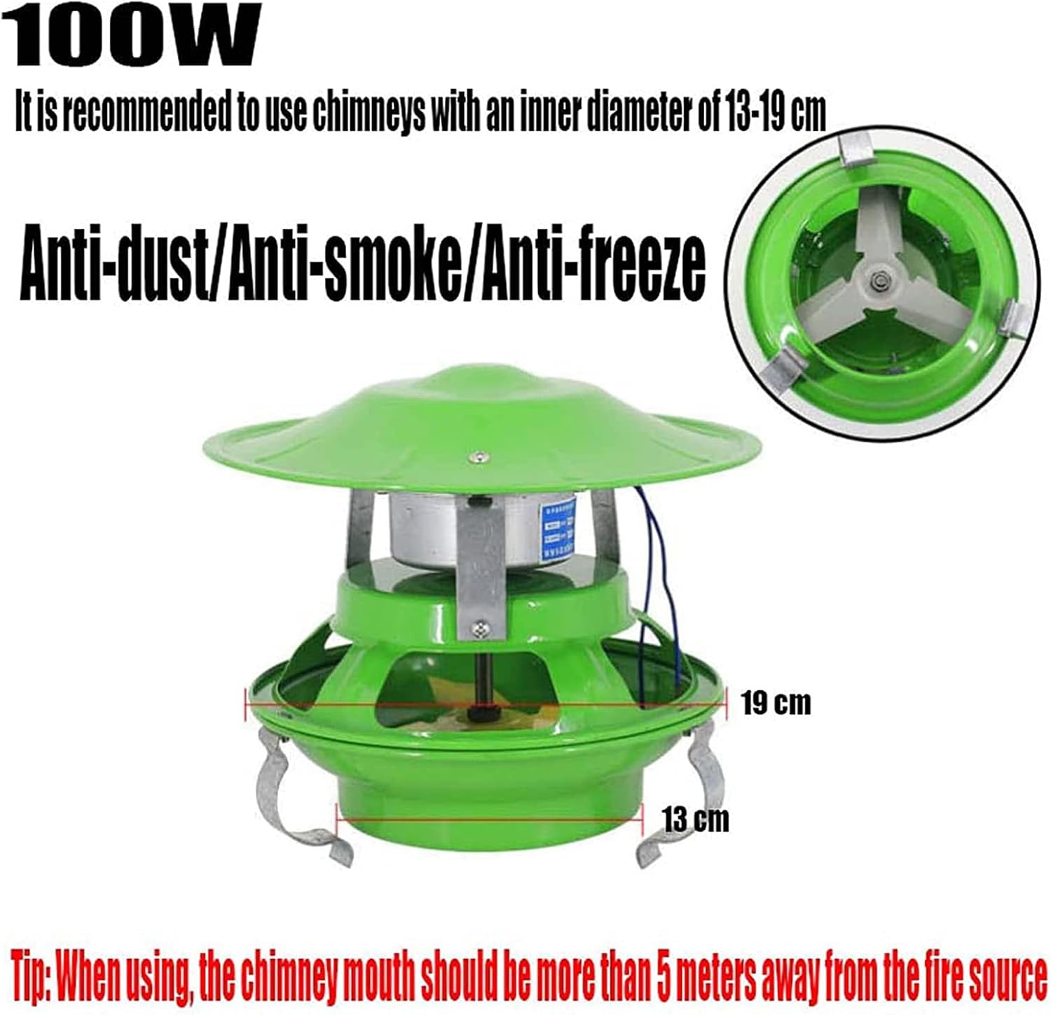100w, 60w/100w Chimney Fan, Household Fireplace Exhaust Fan,Chimney Low Noise Exhaust Fan