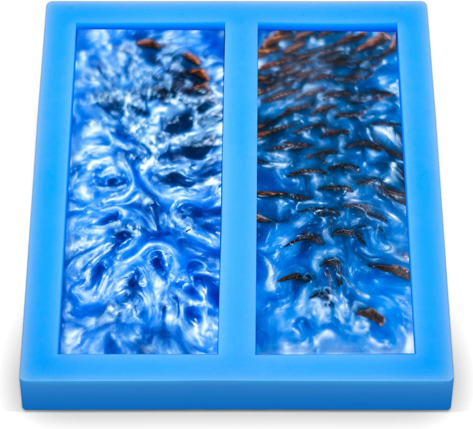 Tessco 1 Piece Double Cavity Silicone Knife Scale Mold Casting Resin Knife Mold for Bottle Stopper DIY Craft Making Supplies, 0.4 x 2 x 6 Inches, Blue
