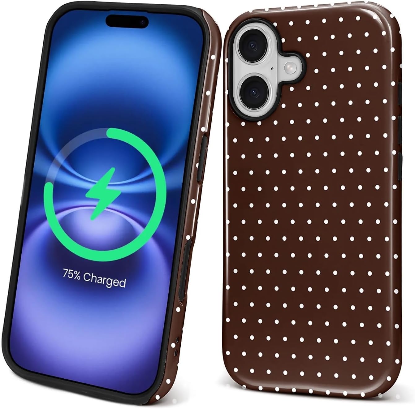 Magnetic Case for iPhone 17 Design,Compatible with MagSafe,Slim Protective Soft TPU Bumper Phone Cover Women Girls Case for iPhone 17-Polka Dot Aesthetics Brown