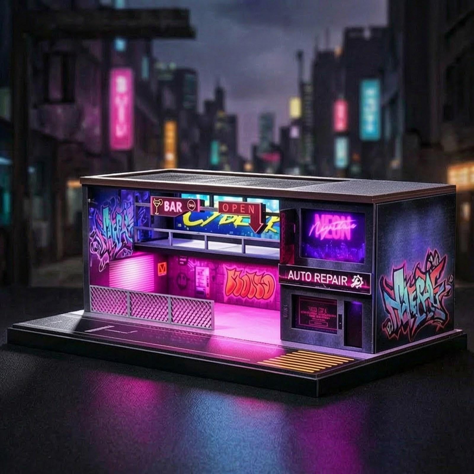 Diorama Eines 1/64 Modellautos Aus Druckguss für Die Tischdekoration Einer Parkgarage