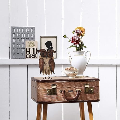 Miniatura 4 de K KILIPES Decoraciones rústicas de búho para el hogar, estatuas decorativas de madera de búho, adornos de mesa, esculturas coleccionables (8.5
